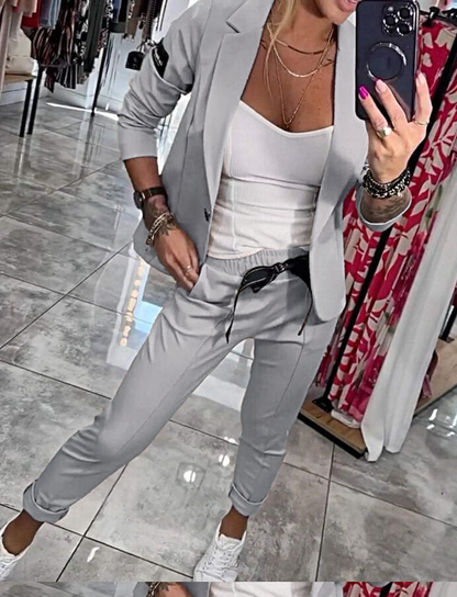 Moxie - Komplet damski dwuczęściowy top z kurtką i elastyczne spodnie