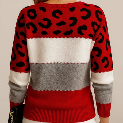 PASCA | Sweter Casual w Wzór Leoparda