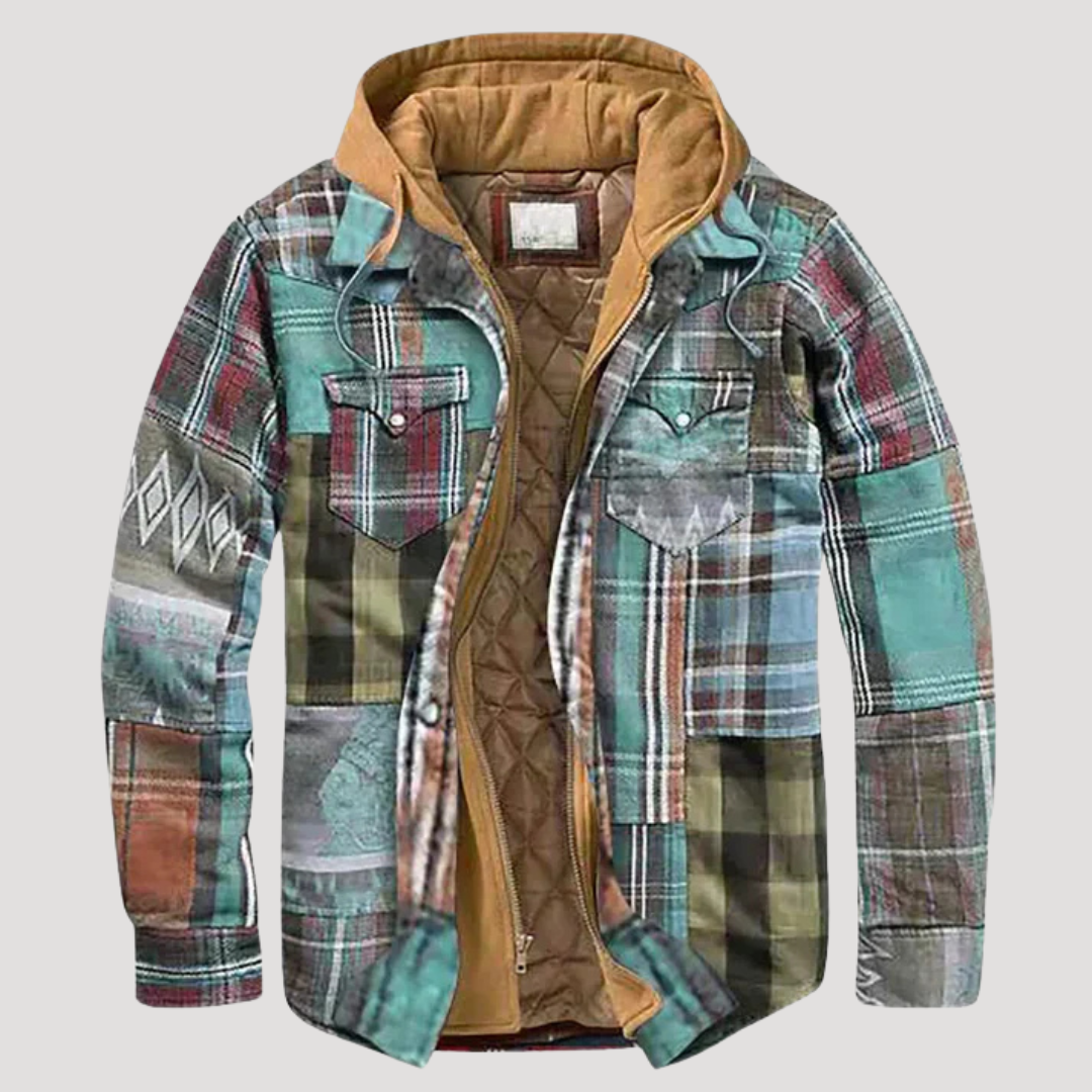 Davorin | Elegancka kurtka w kratę i patchwork