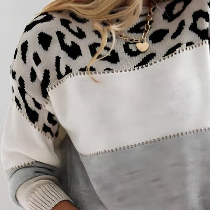 PASCA | Sweter Casual w Wzór Leoparda