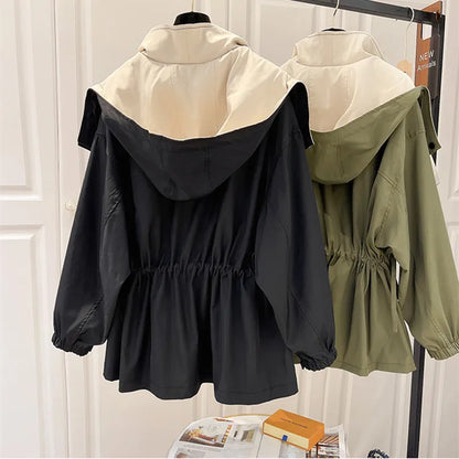 NATI | Dwuwarstwowa kurtka z kapturem, zapinana na zatrzaski i zamek