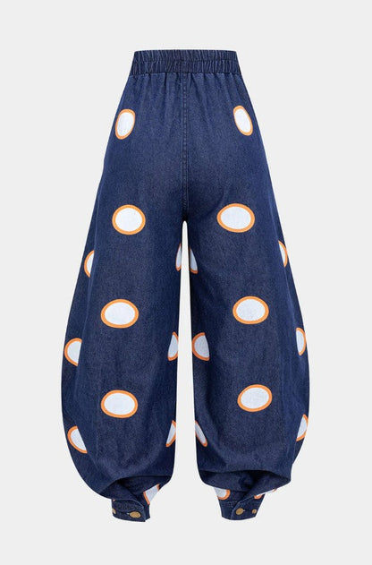 AGATA | Balonowe Bawełniane Spodnie z Wysokim Stanem